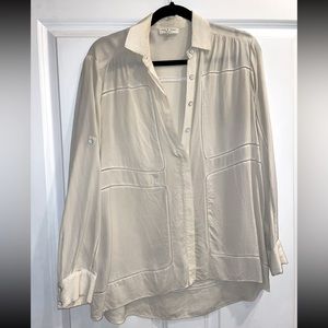 Rag & Bone Oversized Silk Button Down w/ Detail - Small - White